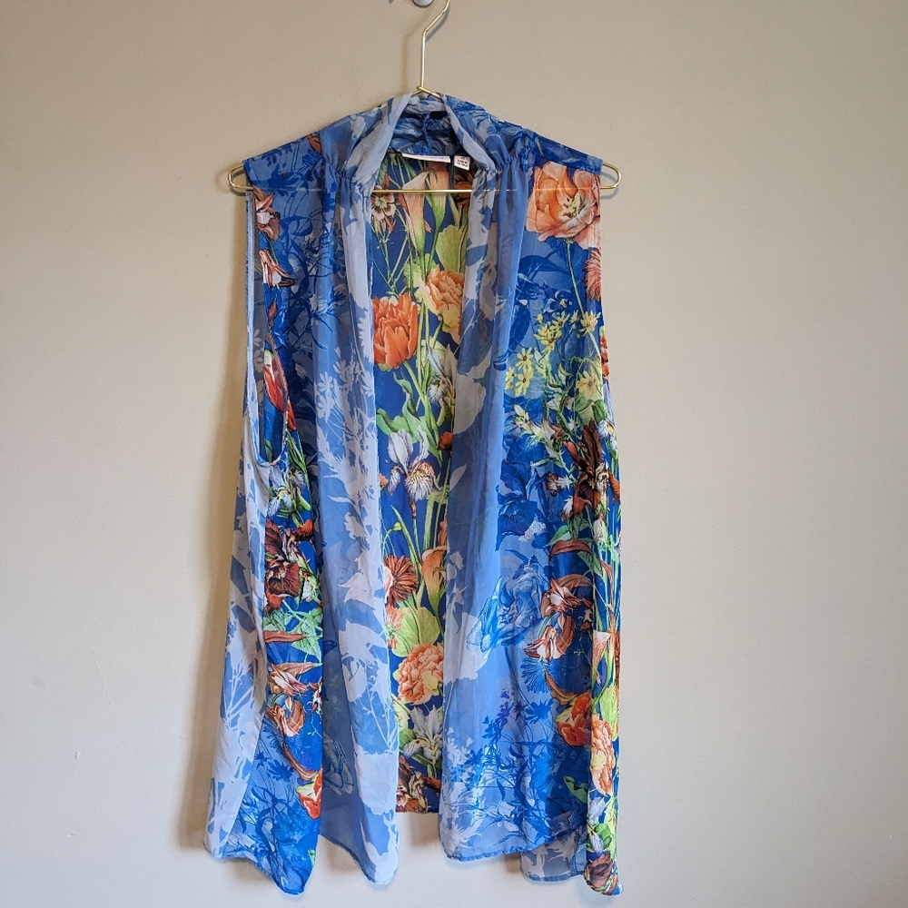 Susan Graver Floral Sheer Vest, size 2X